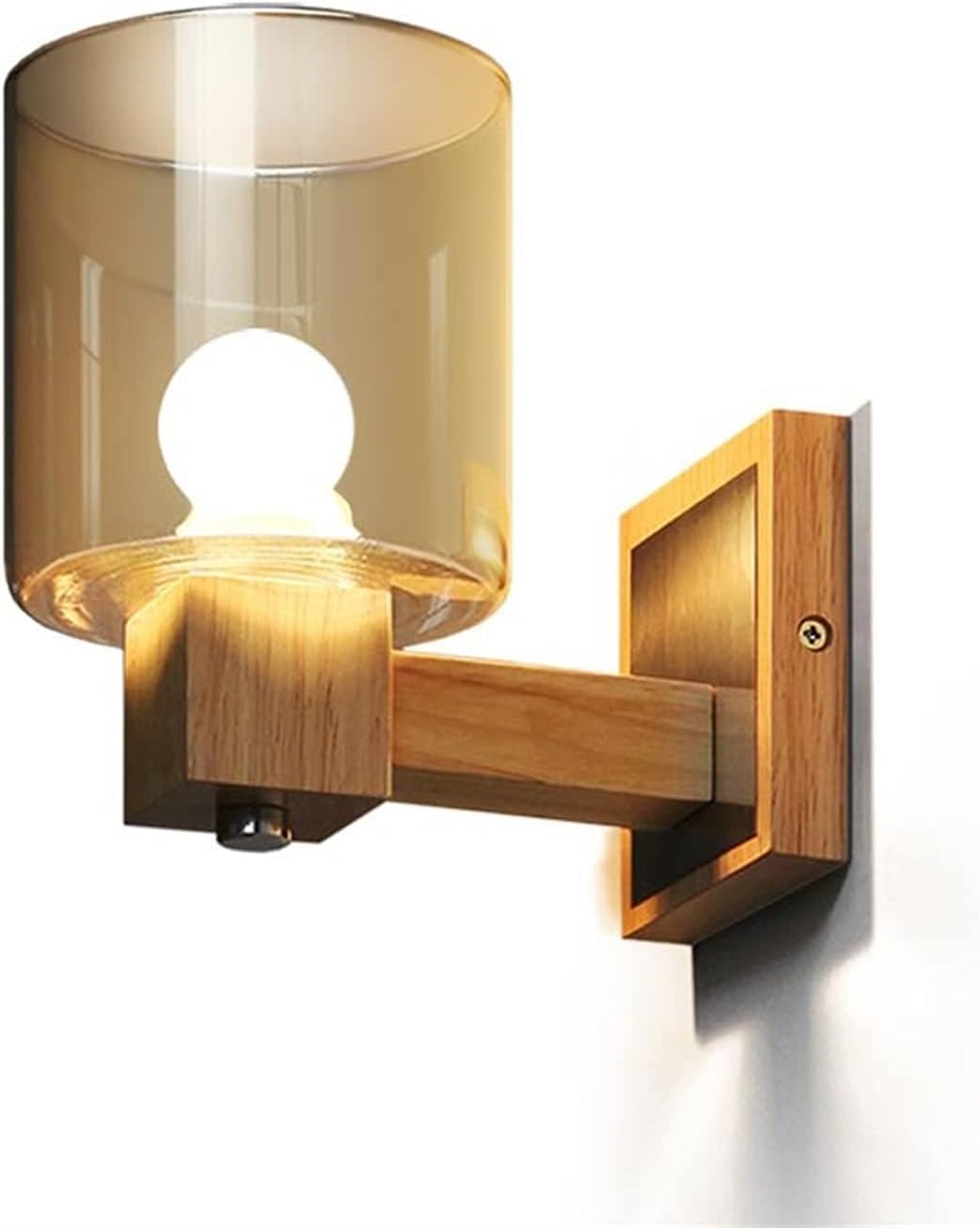 Wall lamp, ヨーロピアンウォールライト - 田舎の寝室のベッドサイドライト廊下シンプルなガラス無垢材の壁ランプ装飾壁照明器