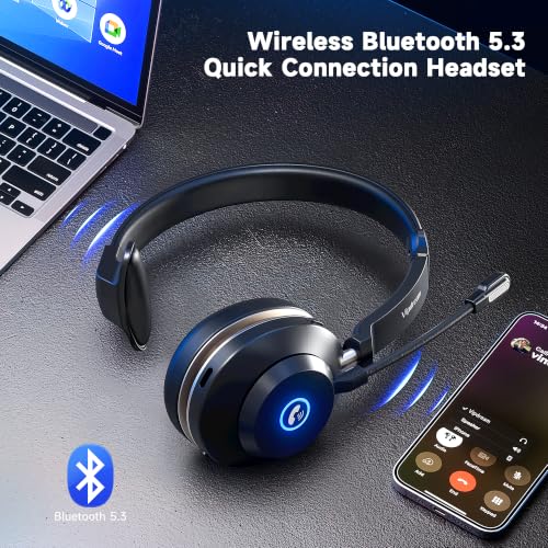 Wireless Headset with Microphone for Work, Bluetooth 5.3 Headset for PC - image 3