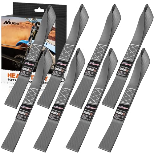 Image of Nilight Soft Loop 1.7 inchx17 inch Motorcycle Tie Down Straps Heavy Duty 12000Lbs Max Break Strength for Securing ATV UTV Kayak Moving Cargo (8PK-Grey)