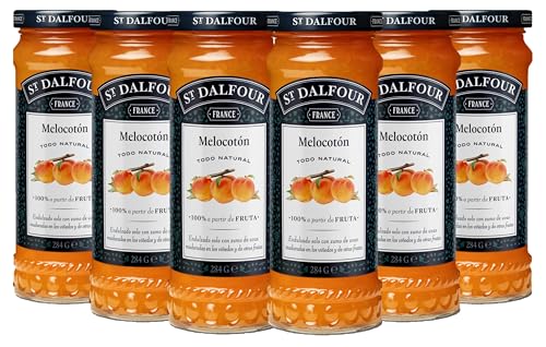 St Dalfour MELOCOTONES DE ORO | Fruta triturada | Mermelada natural | Caja 6 frascos x 284gr | 100% fruta sin azúcares añadidos