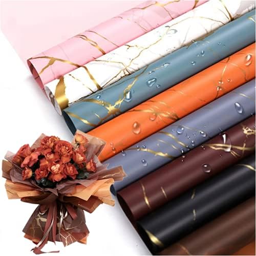 Xshelley 24 hojas de papel de regalo de flores marmoladas ramos de flores de 8 colores manualidades embalaje de regalo o caja de regalo papel de