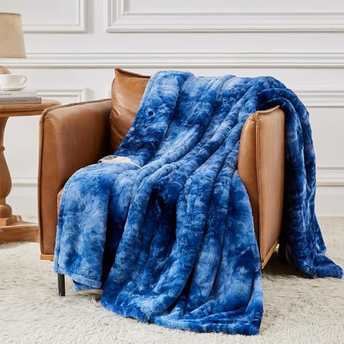 Image of Homemate Electric Heated Blanket Full Size - 72 inchx84 inch Heating Blanket Full Size 1 /2 /4 /6 /8 Hours Auto-Off 10 Heat Level Over-Heat Protection Luxury Faux Fur Sherpa ETL Certification