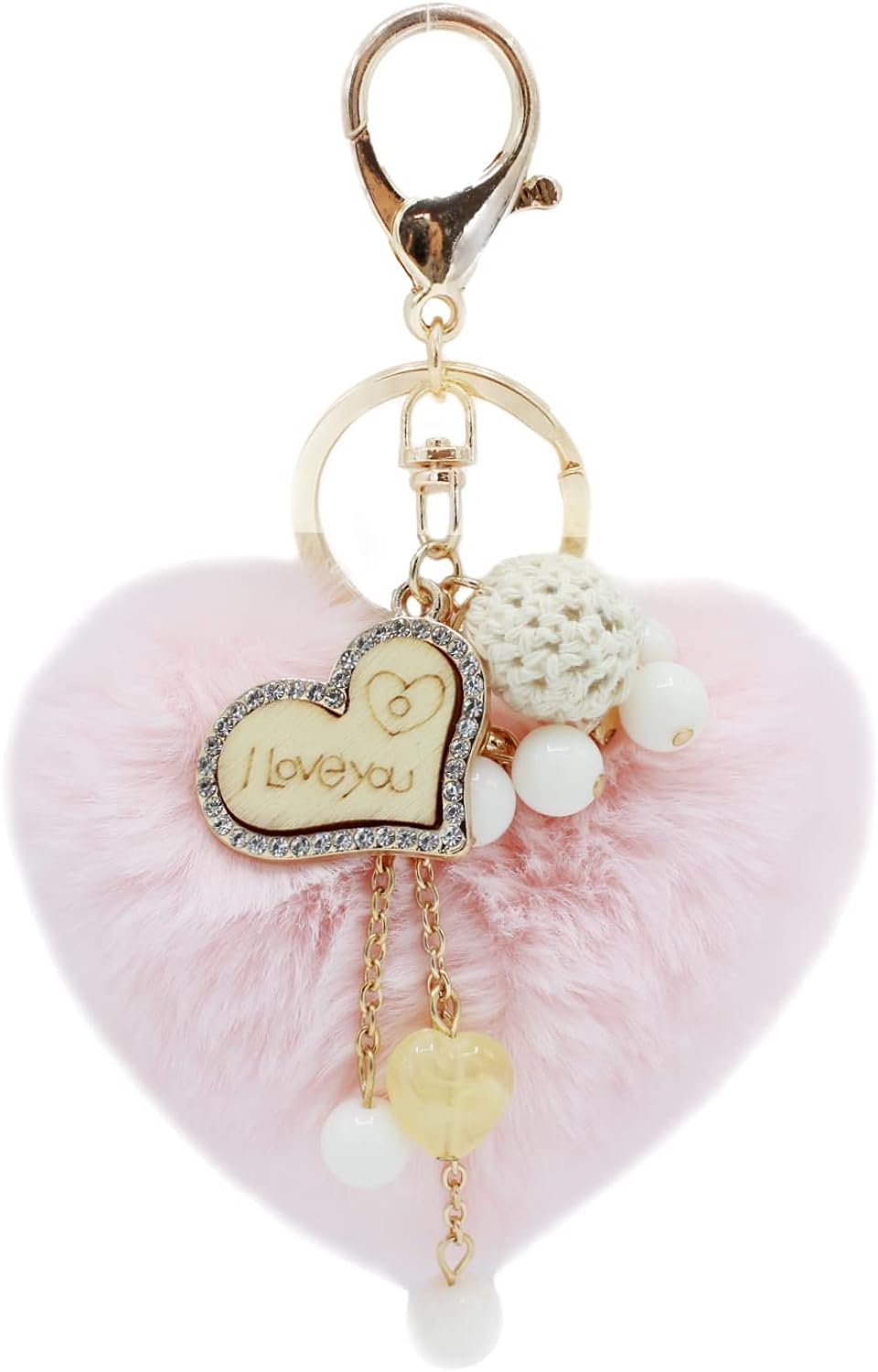 fluffy pom poms keychain
