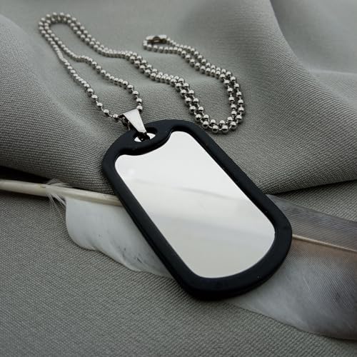 Generisch Dog Tag Personalisiert – Erkennungsmarke Edelstahl – Glanz Kette Mit Namen – Gravur – Personalisierte Kette Herren – Militär Geschenke – 2 Mm Dick – Gravur – Set Mit Clip Und Gummi-Silencer