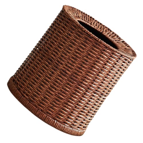 MAGICLULU Corbeille à Papier Tressée en Rotin Osier 12 L sans Couvercle Poubelle pour Salle de Bain, la Cuisine et Salon Corbeille à Déchets Ronde avec...