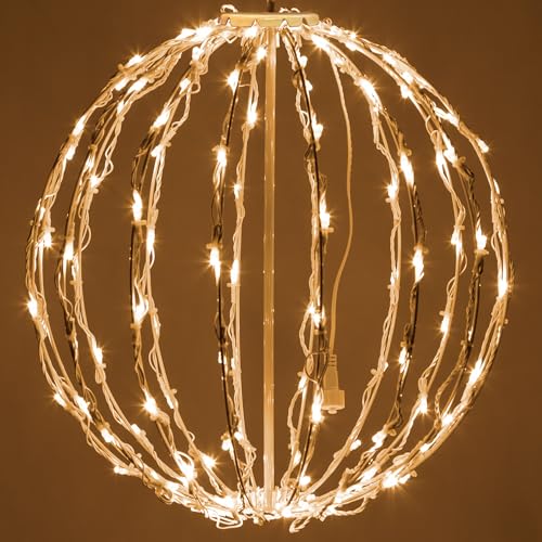 LED Ball - Indoor/Outdoor Christmas Light Spheres, Fold Flat Metal Frame (16