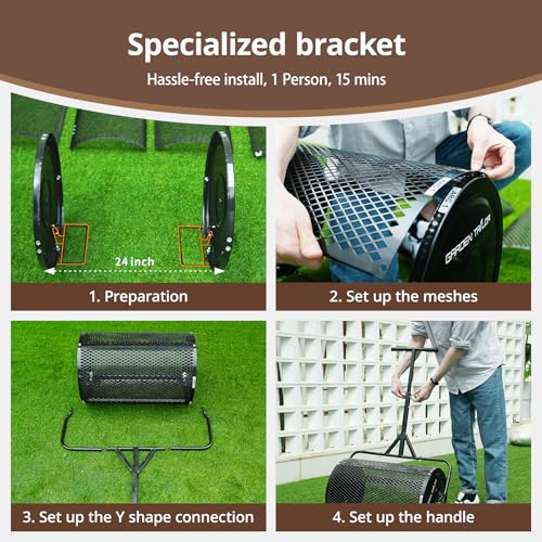 Image of Compost Spreader 24 Inch Peat Moss Spreader - Black