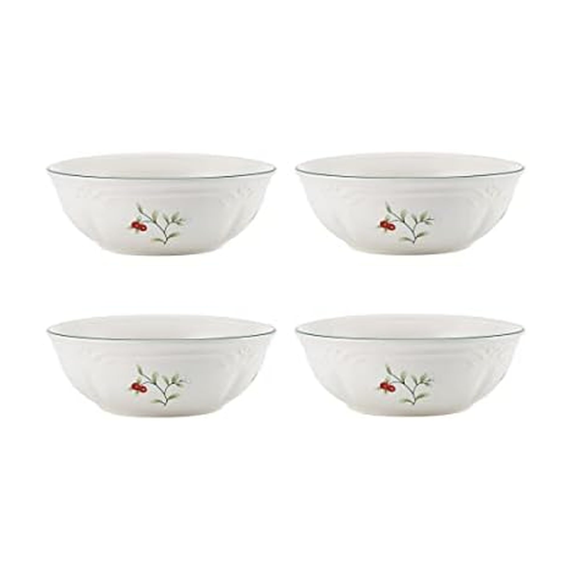 Winterberry Set of 4 Soup Cereal Bowls, 12 Ounce