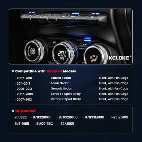 Image of KELOKE Front HVAC Heater Blower Motor Fan Compatible with Hyundai Elantra 2007-2010, Santa Fe 2007-2009, Genesis 2009-2013, Equus 2011-2013, Veracruz 2007-2012, with Fan Cage, Replace# 700222