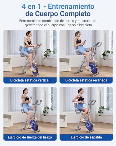 MERACH Bicicleta Estática Plegable 4 en 1, Bici Estatica con Monitor LCD y Medición de Pulso Manual, Bicicletas Fitness Magnéticas con Cómodo Cojín de Asiento, para el Hogar, Ahorro de Espaci - Imagen 3