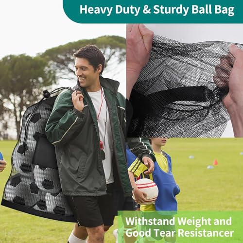 Générique Bag for Soccer Balls, Football Mesh Storage Bag, Extra Large Sports Equipment Net Pouch for Athletes Adults Teens, Heavy Load Organizer, Outdoor Training Gym Game Day Use – Image 4