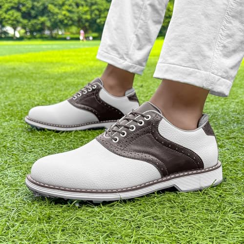 Image of Spikes Golf Shoes Men Professional Golf Shoes Waterproof Walking Footwears for Golfers Outdoor Gym Sneakers