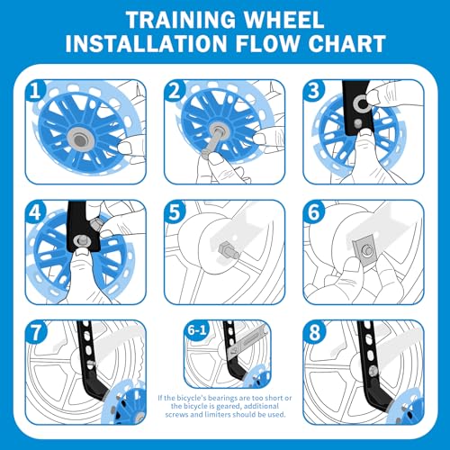 Image of HAWENS Bike Training Wheels Mute Flash Wheels with Adjustable Bicycle Stabilizer Mounted Kit Compatible for 12 14 16 18 20 inch Single Speed Bike
