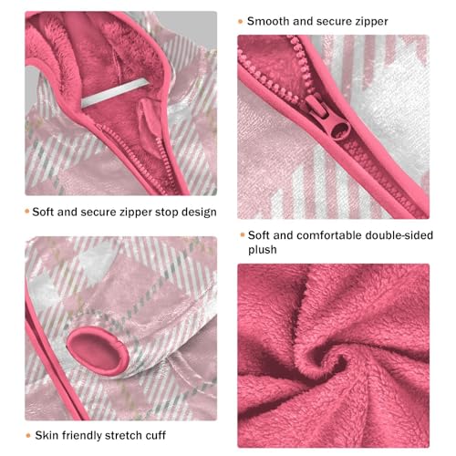 GuoChe Buffalo Plaid Scotland Pink Hooded Fleece Jacket Baby3