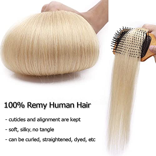 Elailite Blonde Clip in Hair Extensions Real Human Hair, 8 Pieces Thin Weft Full Head Remy Hair Straight, #613 Bleach Blonde - Image 4