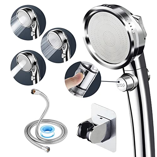 High Pressure Handheld Shower Head with Filter, Shower Head Kits with Hose and Bracket, Hard Water Softener Water Purifying Filtered Showerheads with Filter Beads Filtered Shower Head Set