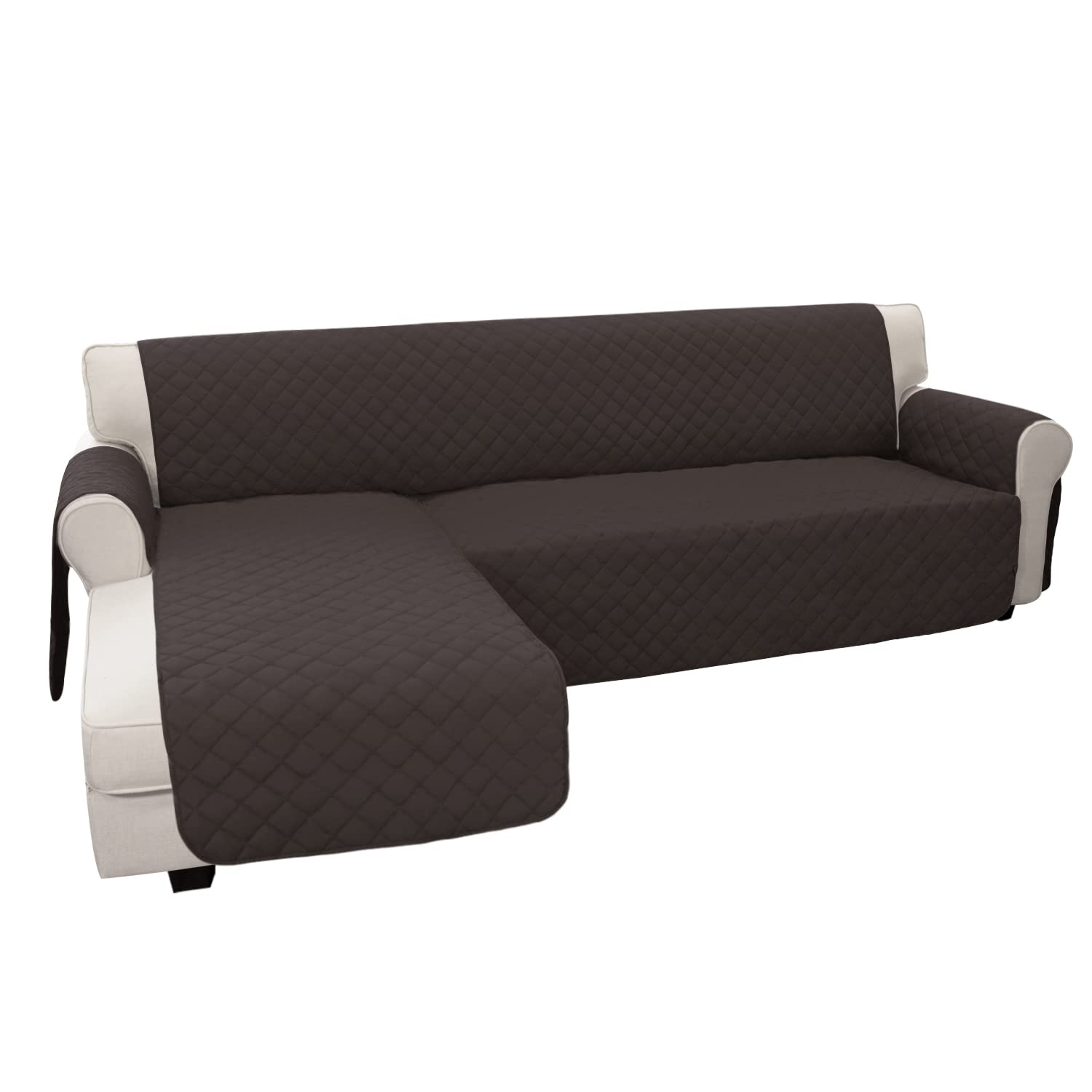 Easy-Going Sofa Slipcover L Shape Sofa Cover Sectional Couch Cover Chaise Lounge Cover Reversible Sofa Cover Furniture Protector Cover for Pets Dog Cat (X-Large, Chocolate/Chocolate)