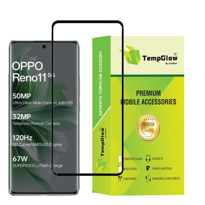 Image of Screen Protector for Oppo Reno 11 5G (Black) Tempered Glass Edge-to-Edge 6D Screen Guard With Installation Kit