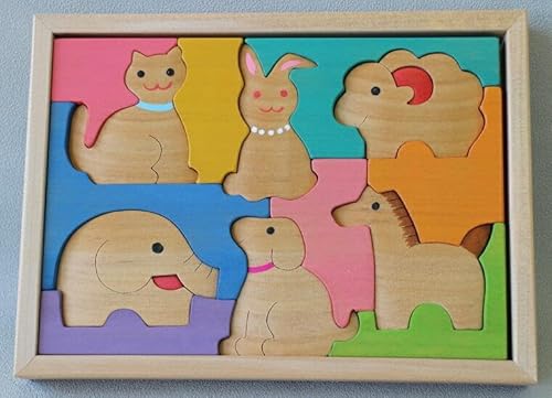 手作りの木工パズル アニマル