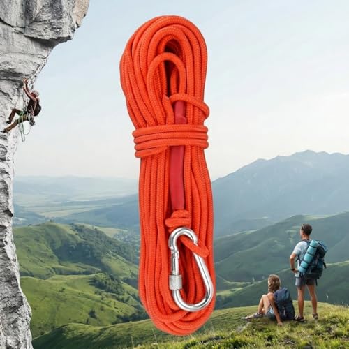Kletterseil Hochfeste Sicherheitsseile Lang 20m Durchmesser 6mm Statisches Seil Outdoor Rettungsseil mit 1 Karabiner Festmacherleine Allzweckseil für Wandern Bergsteigen Outdoor Sport Camping