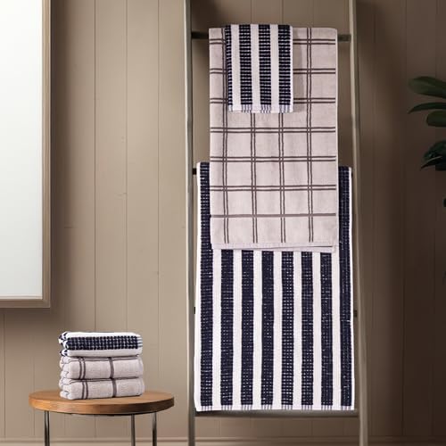 Image of MYTRIDENT Symphony of Threads Towel, 6Pc Set (2 Bath - 75 cm x 150 cm, 4 Hand - 40 cm x 60 cm), 100% Cotton, 625 GSM, Quorra-Orris