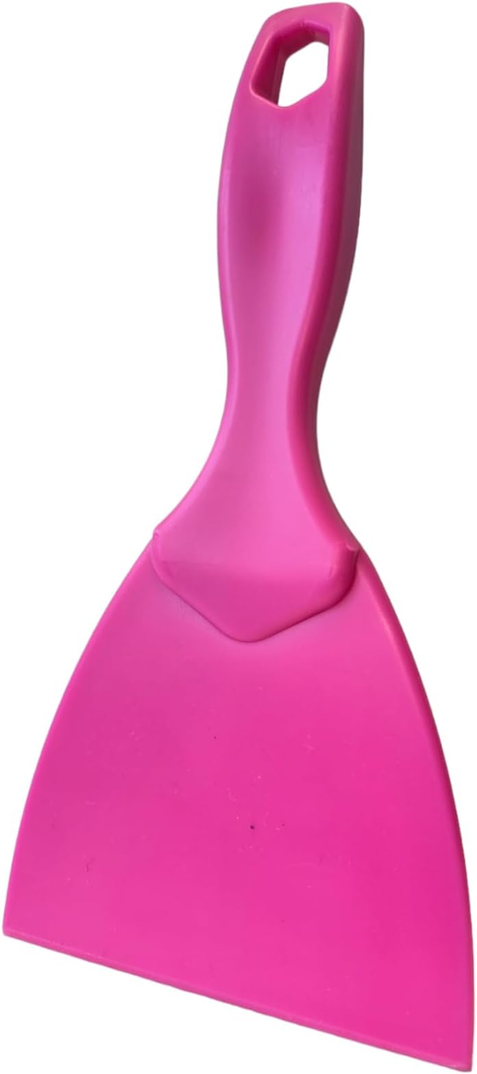 Deckmann Plastic Dough Spatula, 10 cm, Rigid, Dough Cutter, Kitchen Spatula, Dough Scraper for Pizza, Bread and Dough (Pink)