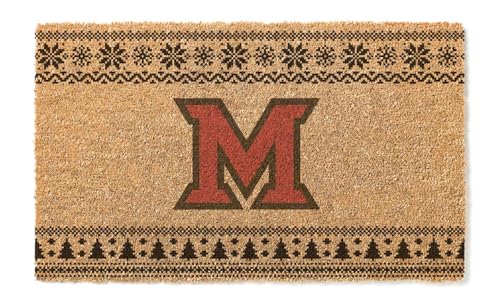KH Sports Fan Miami University Redhawks Holiday Coir Doormat, 18x30 Inches, Redhawks Outdoor Rug; Display Some Holiday Cheer with This Unique Miami of Ohio Redhawks Doormat