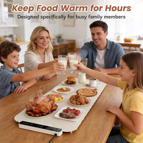 Tapis chauffant pour aliments électrique grand format de comptoir en silicone