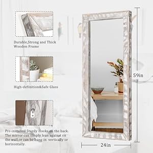   AAZZKANG-Mirror-Full-Length-Rustic-Wood-Framed-Floor-Mirror-59x24-Rectangle-Large-Walll-Mirror-for-Bedroom-Living-Room-Entryway
