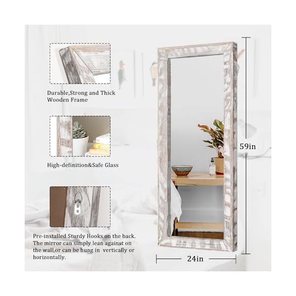   AAZZKANG-Mirror-Full-Length-Rustic-Wood-Framed-Floor-Mirror-59x24-Rectangle-Large-Walll-Mirror-for-Bedroom-Living-Room-Entryway
