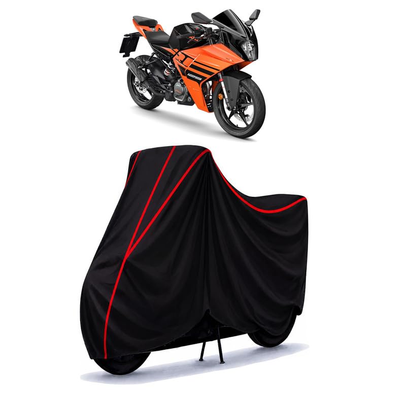 Image of KTM RC 125 Water Resistant Bike Cover for All Motorcycles & Rain | Heavy Duty Taffeta Fabric | UV Protection, Dustproof, Scratchproof | All Weather Two Wheeler Body Cover with Elastic Bottom