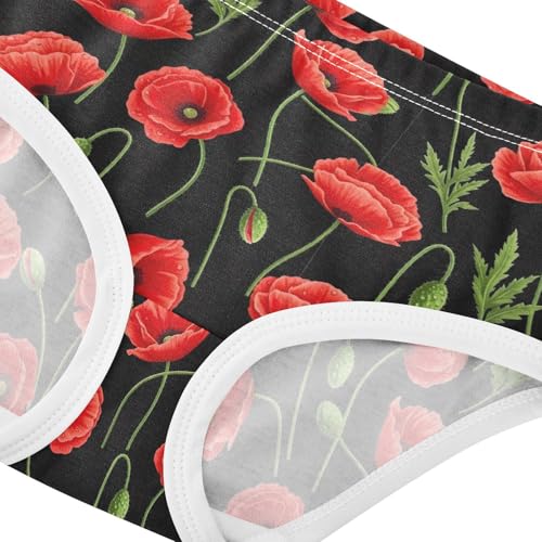 Red Flowers Black Cute Panties Girl Toddlers Underwear Floral Cotton Animal Briefs Underpants 2t4