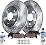 Detroit Axle - 282mm Rear Drilled Slotted Rotors & Ceramic Brake Pads Replacement for Acura TSX Honda Accord - 6pc Set