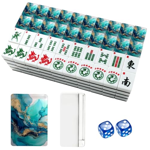 Juego de Mahjong Americano con 166 fichas acrílicas y bolsa miniatura 1