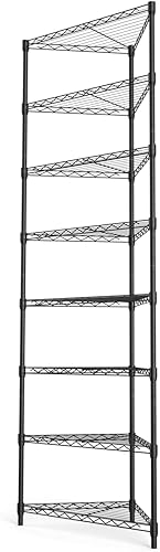 Estantería de alambre esquinero NSF de 8 niveles, 20 x 20 x 82 pulgadas, capacidad de 400 libras, estante de almacenamiento de metal en forma de