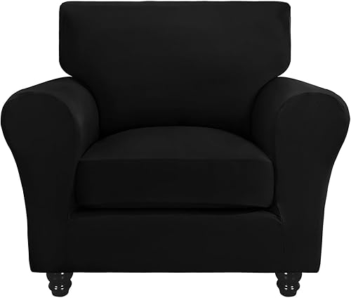 Miniatura 76 de SearchI Funda Elástica para Sofá con Estampado Fundas para Sofá, Patrón Floral Funda para Sillón de 2 Piezas con Funda de Cojín de Silla Separada,