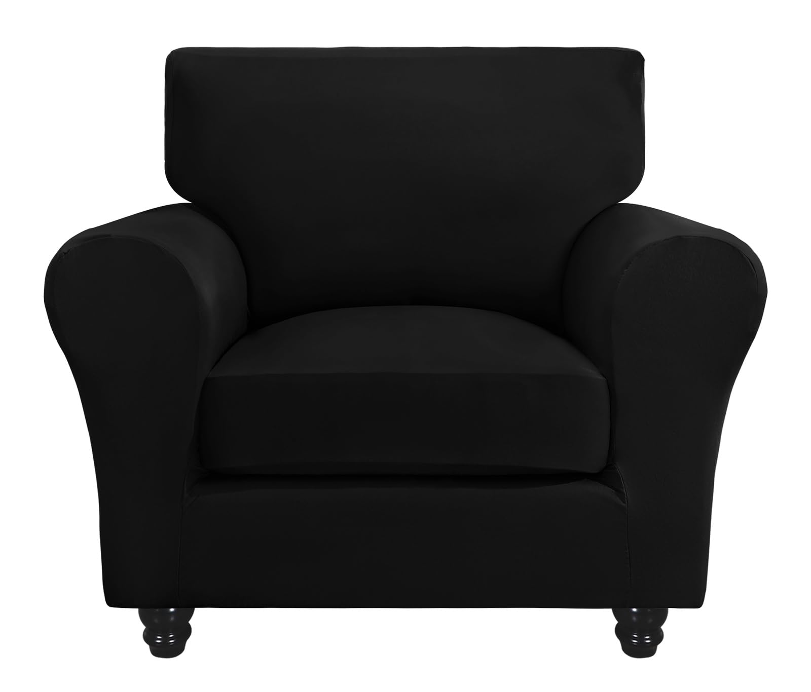 SearchI Stretch Sofa Cover Couch Covers, 2 Piece Armchair Slipcover with Separate Chair Cushion Cover, Washable Furniture Protector for Living Room(Armchair, Black)