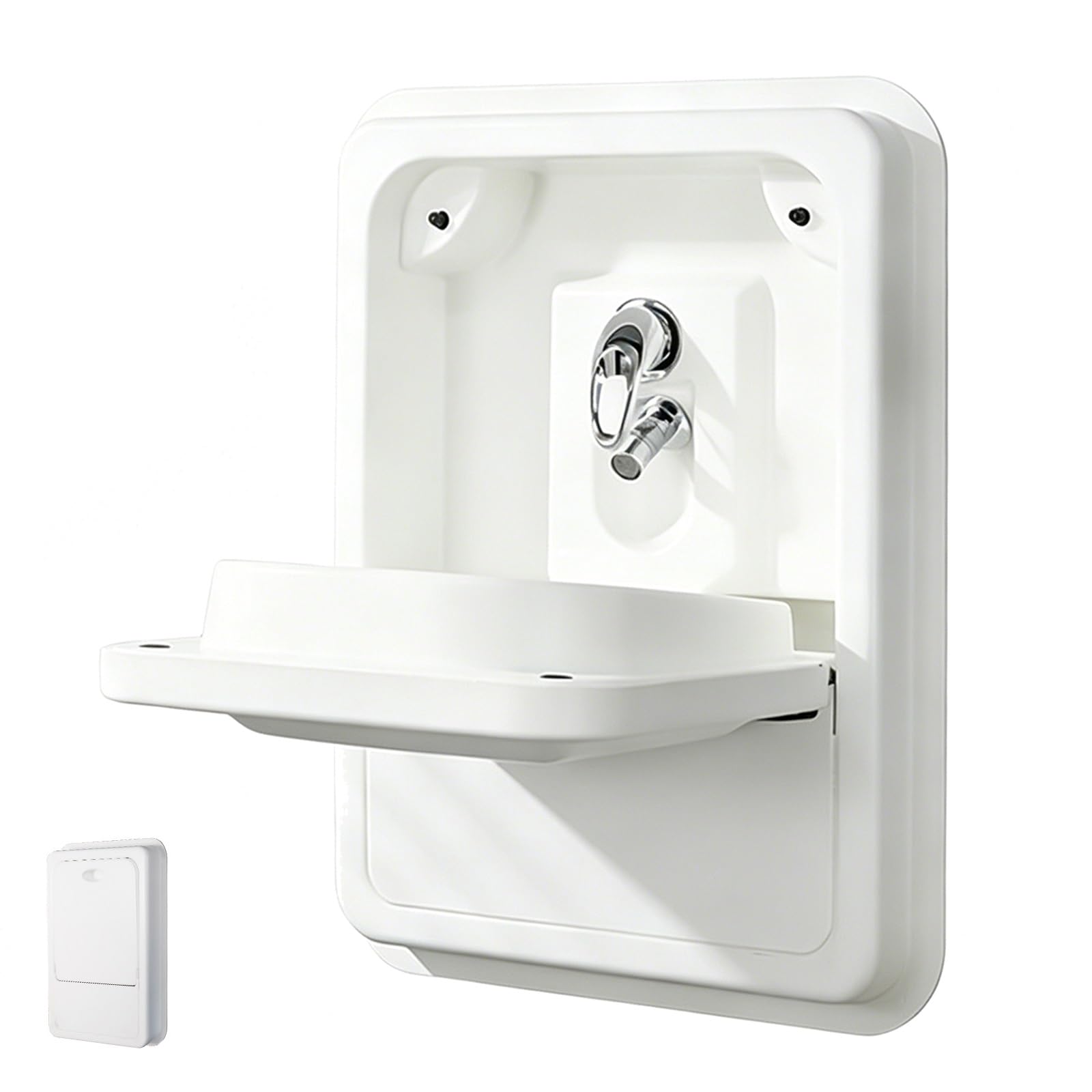 Fregadero Camping, Fregadero de Cocina de Acrílico, Plegable, de Montaje en Pared, Grifo, 45x60,5x35,2 cm, para Bares, Baños, Autocaravanas, Barcos