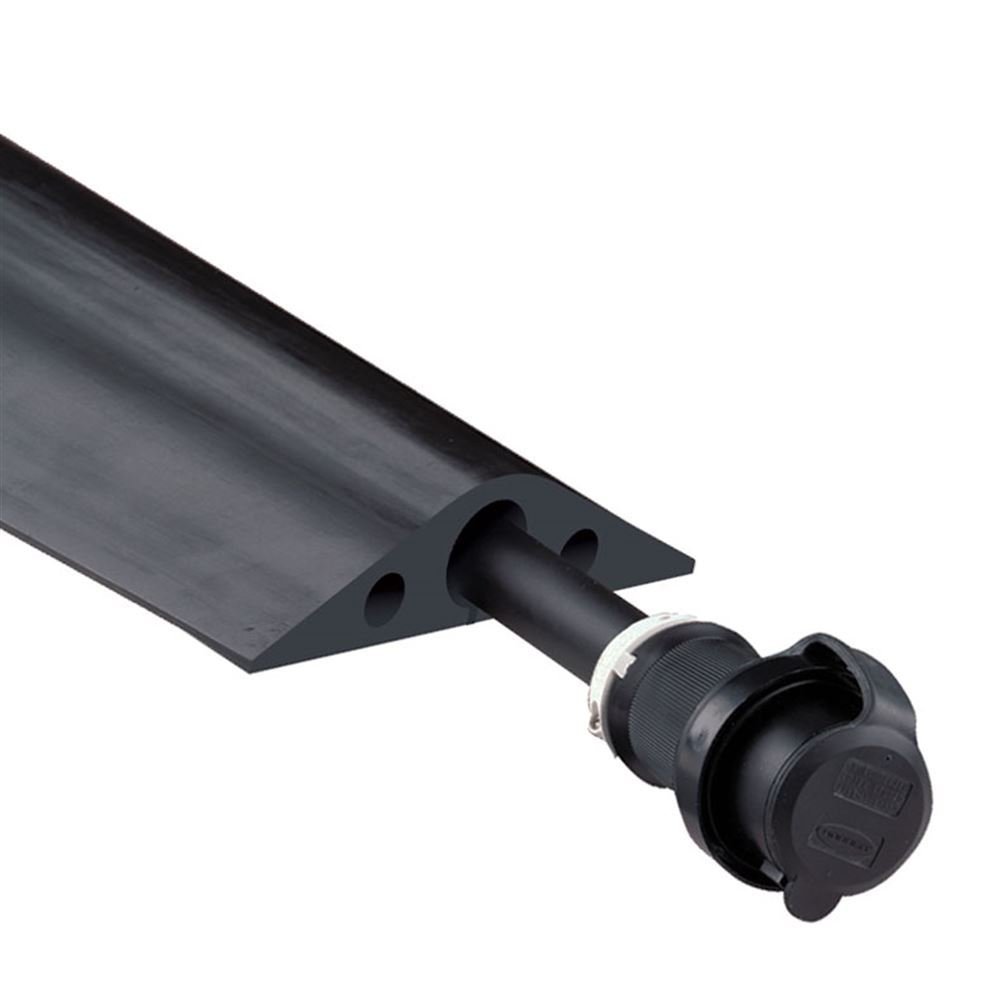 Powerback RFD9-5 Durable Rubber Heavy Duty Single Channel Duct Protector for Cable and Hose Lines up to 1.5" Diameter, Black, 5' Length