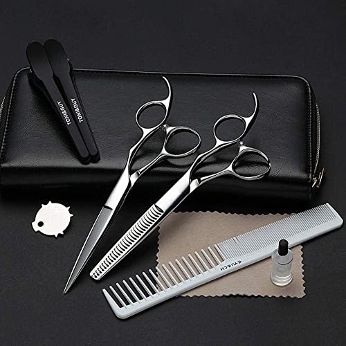 Ciseaux de coiffure noirs et ciseaux amincissants 15.2 cm pour salon