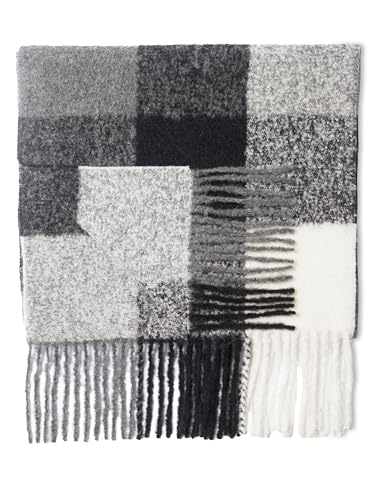 MISTI Oversized 79”x18” Alpaca & Wool Chunky Scarf for Him & Her | Soft, Warm, Resilient & Non-Pilling | Plaid Shawl & Wrap