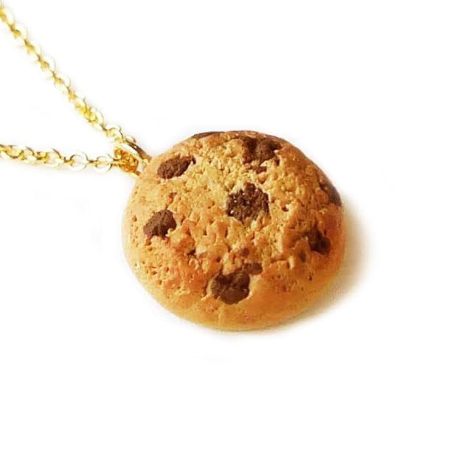 Mini Cookie Necklace Polymer Clay Chocolate Chip Pendant Handmade Food Jewelry Kawaii Dessert Charm Cute Gift for Her Christmas Gift Idea