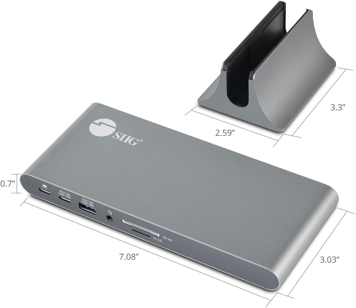 SIIG 4K USB-C MST Docking Station Dual 4K60Hz Display for Windows Laptops, Thunderbolt 3 Compatible, 60W PD, HDMI, Ethernet, SD/TF 3.0, USB 10G, Audio, Vertical/Horizontal Design (JU-DK0N11-S1) Dual 4K 60Hz image 7 of 9 B09Y4SD6HQ