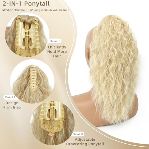 Image of Claw Clip Ponytail Extension Blonde Highlight H613 /1001#,16In