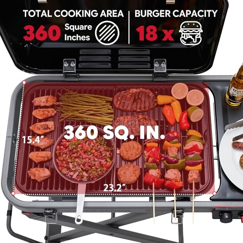 Image of Feasto Portable Gas Grill with Foldable X-Frame Cart for Tailgating, Black