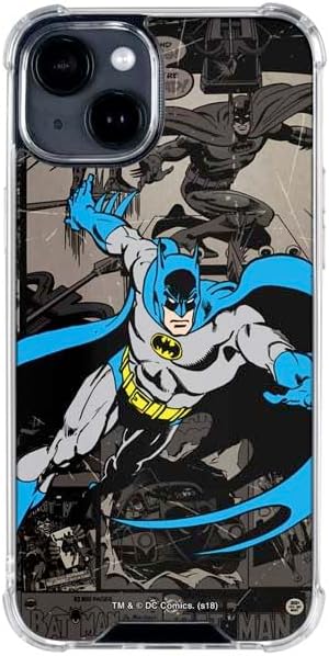 Skinit Clear Phone Case Compatible with iPhone 15 Plus - Officially Licensed DC Comics Batman Classic Art Design