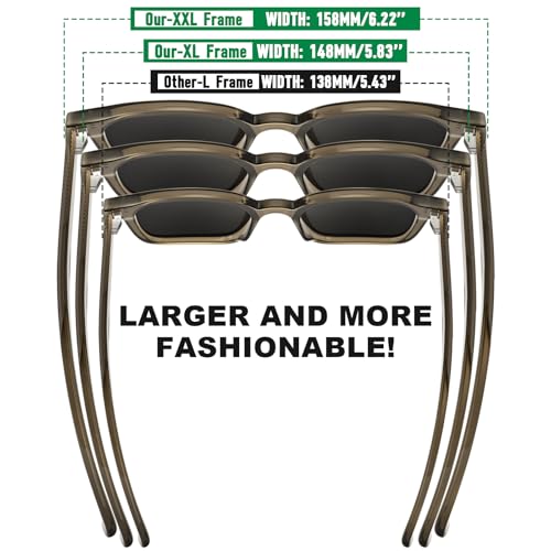 Premium 158MM Large Polarized Sunglasses for Men Women, 2 Pack XXL TR Frame Trendy Sun Glasses Outdoor with UV4002