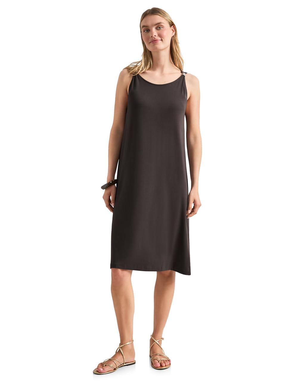 Street One Women's 1409335 Knee-Length Dress with Buckle Detail (Pack of 1), Espresso Brown, 8