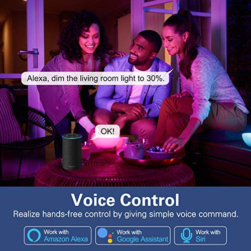 MoKo 6 PZ Lampadine LED Smart E14 5W Candela Intelligence WiFi, con Luce Dimmerabile Bianca Calda RGB, Funziona con SmartThings, Alexa Echo, Google Home, Controllo Vocale/Remoto dal App, Nessun Hub