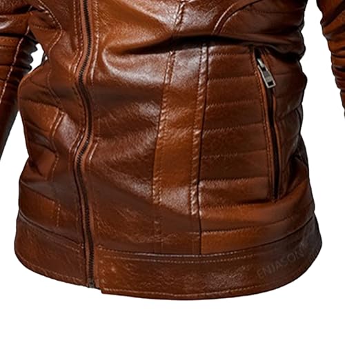 Chaqueta de cuero sintético para hombre, motociclista miniatura 6